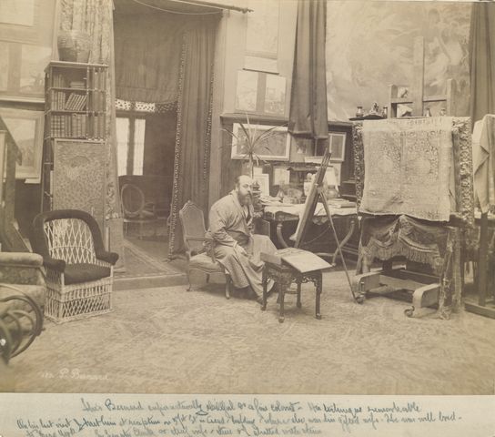 Artist Paul Albert Besnard in his Paris studio, circa 1885-1890.  Photograph possibly by Édouard Fiorillo. 