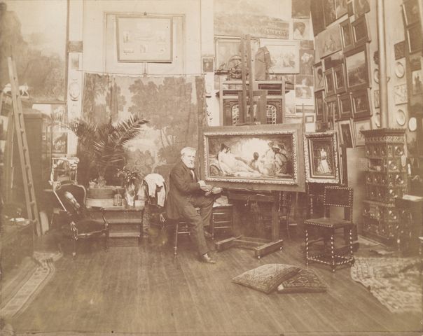 Artist Félix Joseph Barrias in his Paris studio, circa 1885-1890.