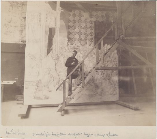 Artist Jean-Paul Laurens in his Paris studio, circa 1885-1890.