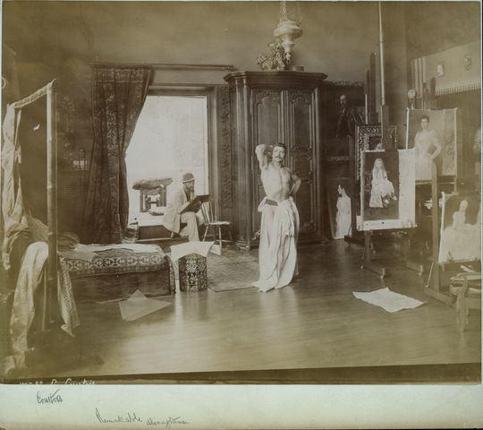 Artist Gustave Courtois in his Paris studio, circa 1885-1890.