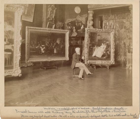 Artist Mihály Munkácsy in his Paris studio, circa 1885-1890.  Photograph probably by Edmond Bénard.