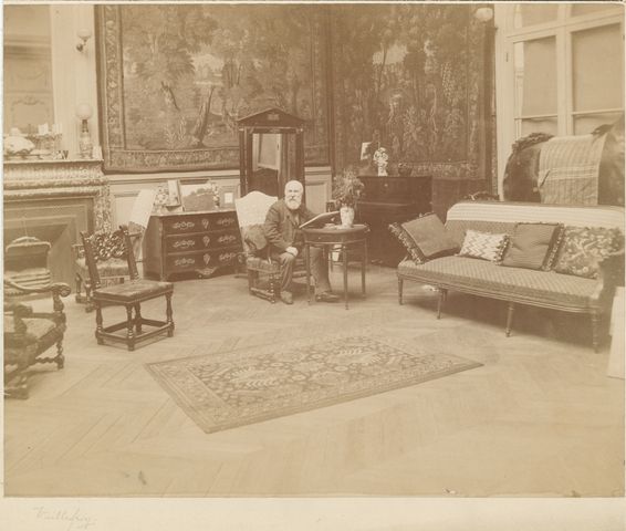 Artist Félix Dominique de Vuillefroy in his Paris studio, circa 1885-1890.