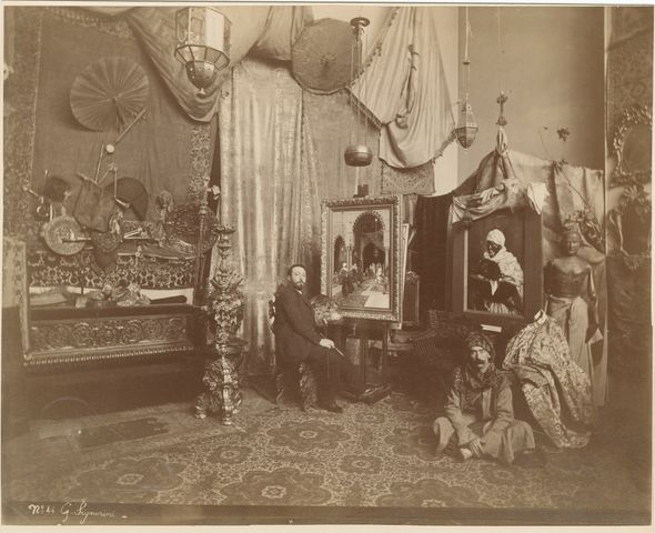 Artist Giuseppe Signorini in his Paris studio, circa 1885-1890.  Photograph by Édouard Fiorillo.