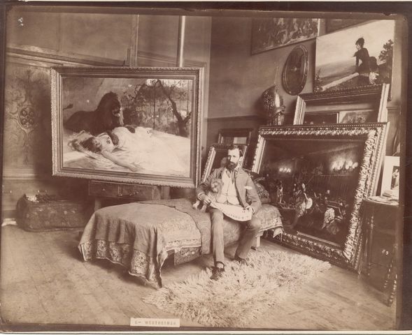 Artist Gustave Wertheimer in his Paris studio, circa 1885-1890.